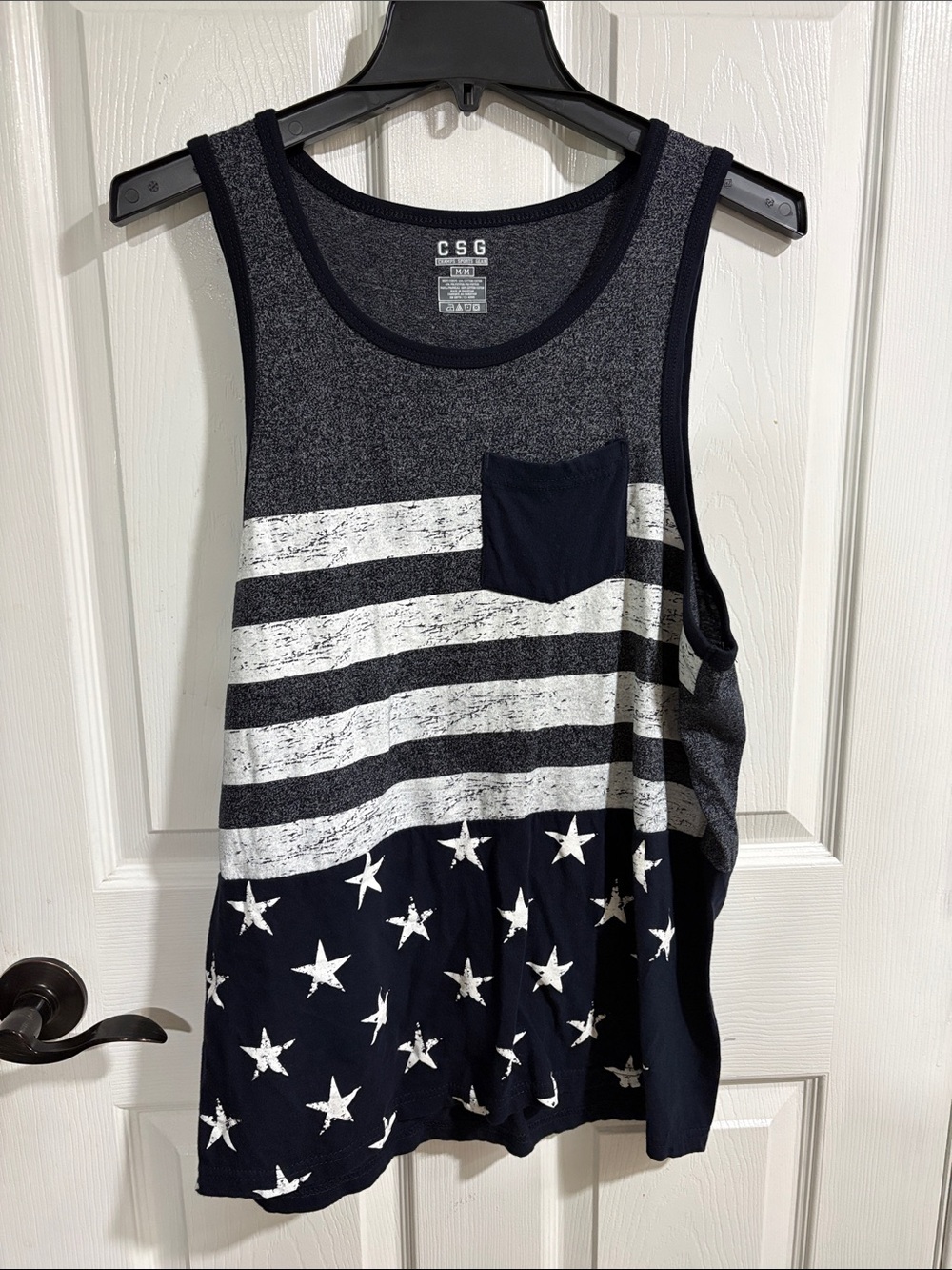 CSG Men's Navy & White Star Stripe Tank Top